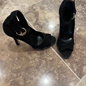 Gucci black suede platform heels
